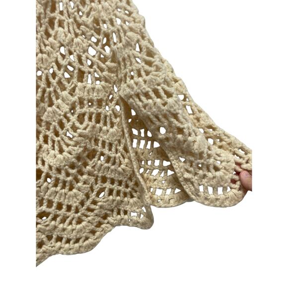 VTG. Crochet Sweater Cape Cardigan Womens M Open Knit Boho Festival Fairy 70s - Picture 8 of 12